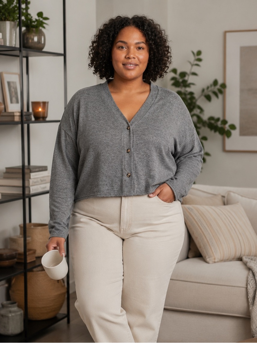 George Women's Charcoal Cardigan Sweater